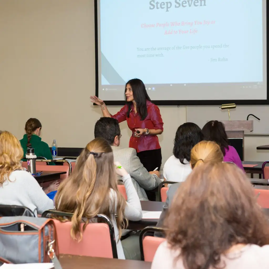 Beatriz Martínez-Peñalver, LMHC, licensed psychotherapist, Miami, Florida, at a training session.
