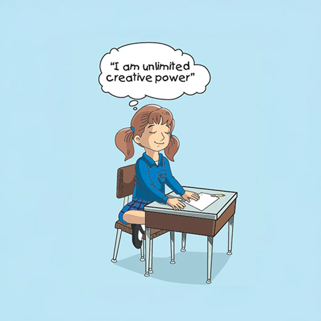 Child at desk, creative power, emotional literacy, Triumph Steps, Miami, FL.